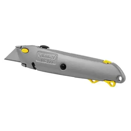 Utility Knife, 2-7/16 in L Blade, 3 in W Blade, HCS Blade, Straight Handle, Gray Handle