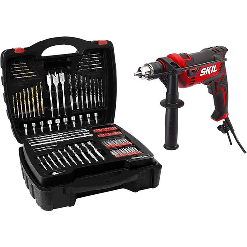 SKIL 1/2 Inch Hammer Drill Kit with 100-piece Bit Set