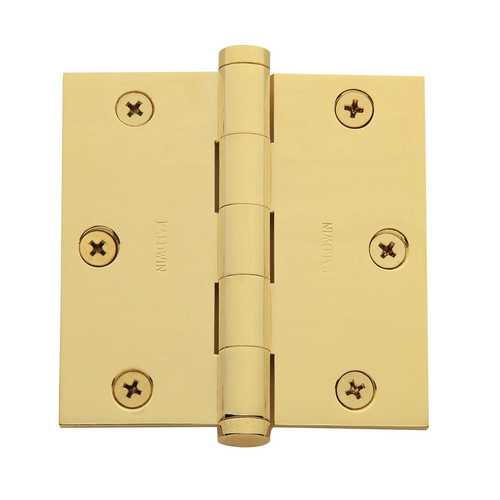 3-1/2" x 3-1/2" Mortise Square Hinge Non-Removable Pin Lifetime Brass Finish