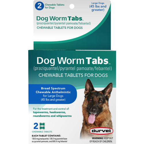 Dog Worm Tabs 45lb+ 2 Count