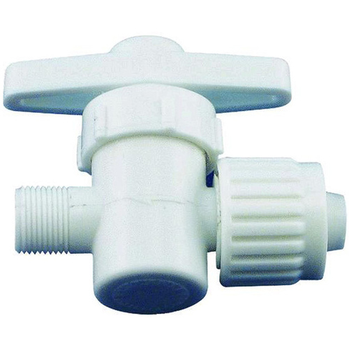 Stop Valve, 1/2 x 3/8 in Connection, PEX x Male Compression, Plastic Body