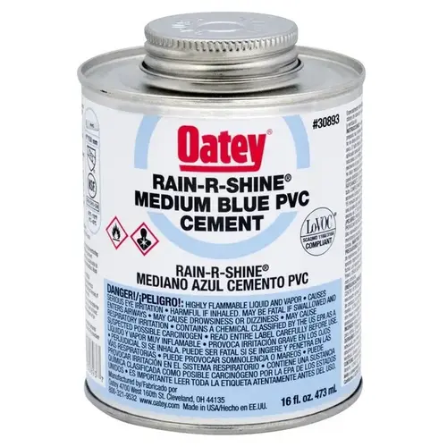 Rain-R-Shine 16 Oz. Medium Bodied Blue PVC Cement