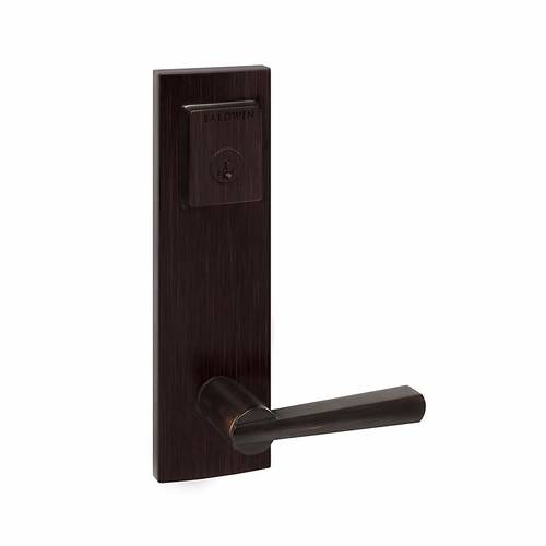 Complete Entrance Set with Single Cylinder Deadbolt with Lever by Lever Spyglass Square Design with RCAL Latch, RCS Strike, and Smart Key Venetian Bronze Finish