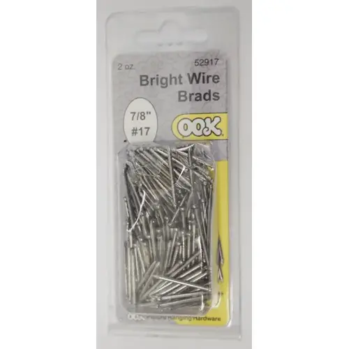 Wire Brad, 7/8 in L, Steel, Bright, Brad Head, Thin Shank, 2 oz - pack of 6