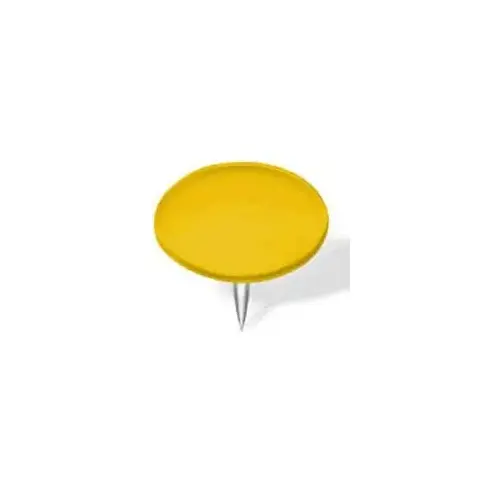 Thumb Tack, 15/64 in Shank, Steel, Painted, Yellow, Cap Head, Sharp Point - pack of 40