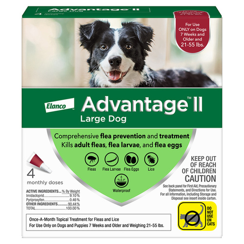 BAYER 8697971 Flea Drops Advantage II Liquid Dog Imidacloprid/Pyriproxyfen 4 pk