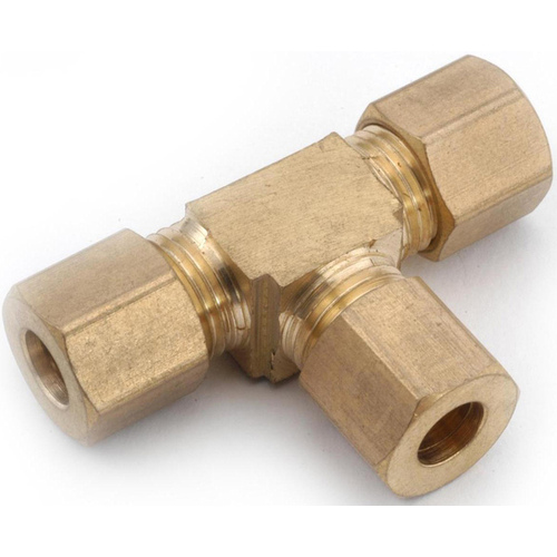 Tee 1/4" Compression X 1/4" D Compression Yellow Brass