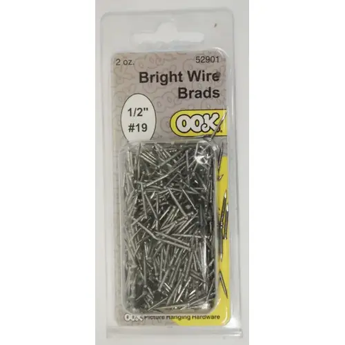 Wire Brad, 1/2 in L, Steel, Bright, Brad Head, Thin Shank, 2 oz - pack of 6