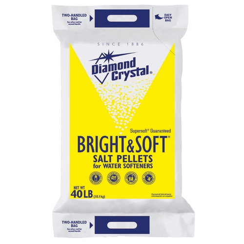 Diamond Crystal Bright & Soft Salt Pellets, 40 lb Bag, Crystalline Solid, Halogen