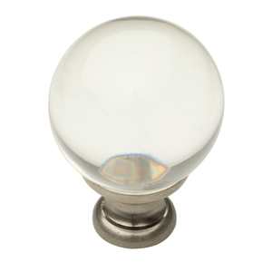 1-1/5" Smooth Crystal Knob Satin Nickel Finish
