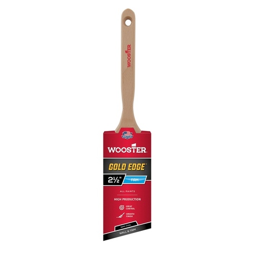 5236-2-1/2 Paint Brush, 2-1/2 in W, 2-15/16 in L Bristle, Polyester Bristle, Semi-Oval Angle Sash Handle Gold Bristle/White