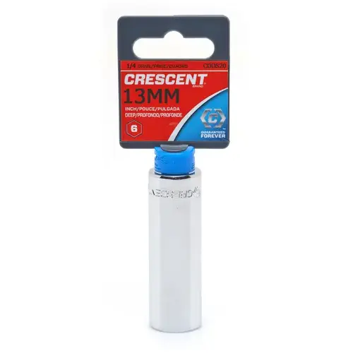 Crescent CDDS20N 6 Point Deep Metric Sockets, 1/4 in Dr, 13 mm Opening