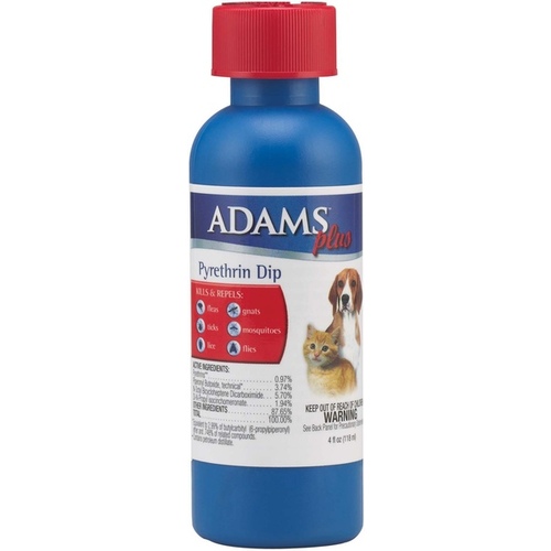 Central Life Sciences - Adams 3006017 Adams Plus Pyrethrin Dip for Dogs and Cats, 4 Oz.