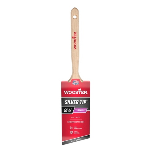 5221-2-1/2 Paint Brush, 2-1/2 in W, 2-15/16 in L Bristle, Polyester Bristle, Sash Handle Silver/White