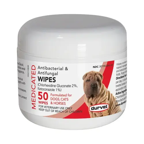 Medicated Antibacterial Pet Wipes - 50 count jar