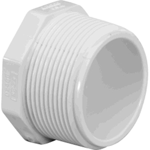 Lasco 450005BC Pipe Plug, 1/2 in, MPT, PVC, White, SCH 40 Schedule