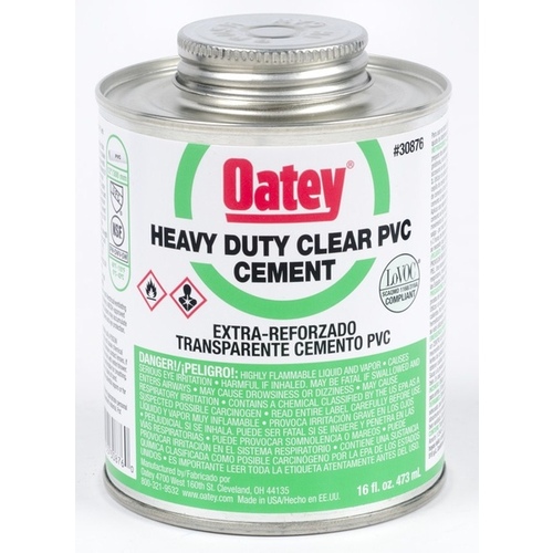 Oatey 308763 Solvent Cement, 16 oz Can, Liquid, Clear