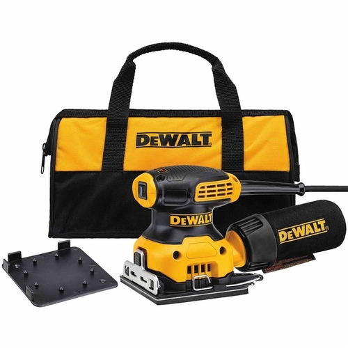DEWALT DWE6411K 2.3 Amp 1/4 Sheet Palm Grip Sander Kit with Contractor Bag Yellow