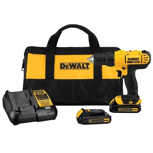 Drill/Driver Kit, Battery Included, 20 V, 1/2 in Chuck, Keyless Chuck