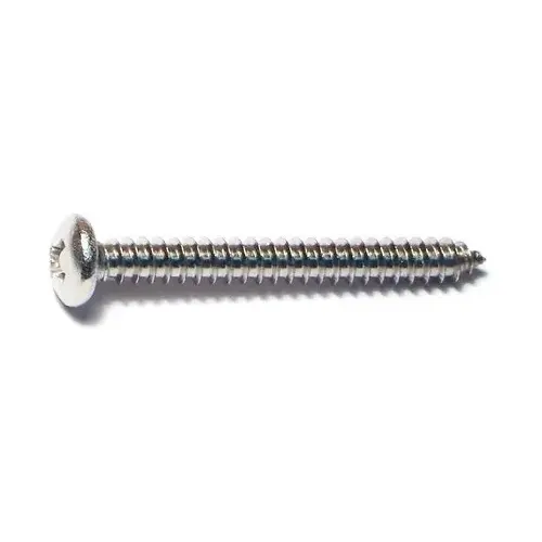 Screw, #8 Thread, Coarse Thread, Pan Head, Phillips Drive, Self-Tapping, Sharp Point, 100 PK - pack of 100