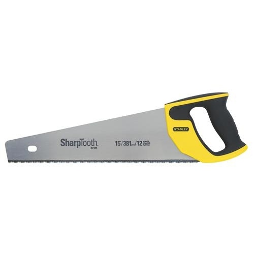 Stanley 20-526 Handsaw, 15 in L Blade, 11 TPI, Ergonomic Handle, Plastic/Rubber Handle Gray