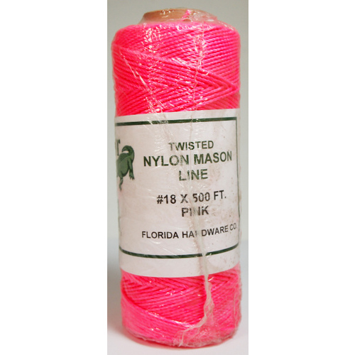 Twisted Nylon Mason Twine-Pink 18# x 500ft