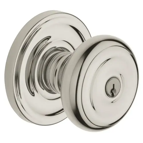 5210 Colonial Knob Emergency Egress Keyed Entry Lifetime Bright Nickel Finish
