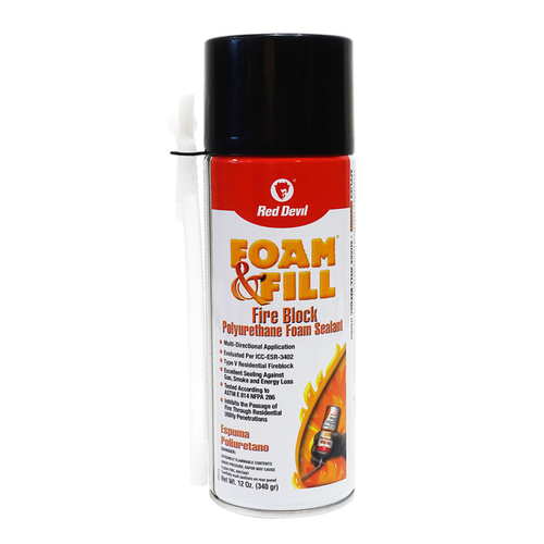 Red Devil Fire Block Expanding Foam - 12 Oz Orange Polyurethane Foam Sealant
