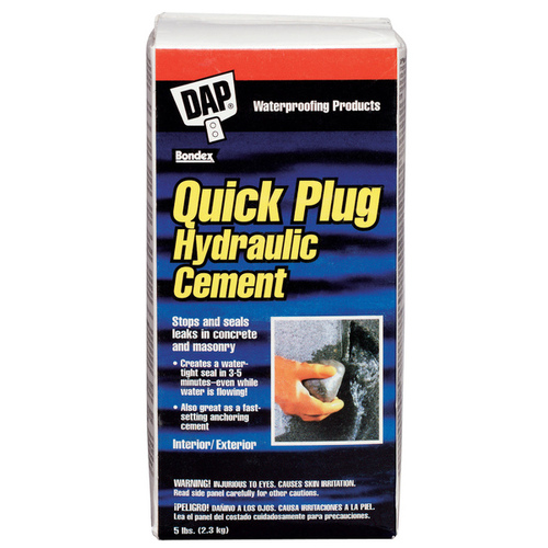 Quick Plug Hydraulic and Anchoring Cement, Powder, Gray, 28 days Curing, 5 lb Box