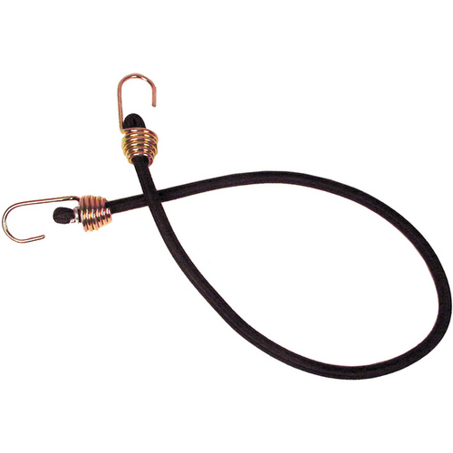 Bungee Cord, 13/32 in Dia, 32 in L, Rubber, Black, Hook End