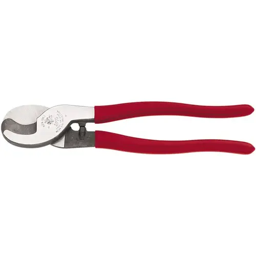 Cable Cutter, 9-1/2 in OAL, Steel Jaw, Cushion-Grip Handle, Red Handle