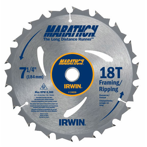 Circular Saw Blade, 7-1/4 in Dia, 5/8 in Arbor, 18-Teeth, Carbide Cutting Edge