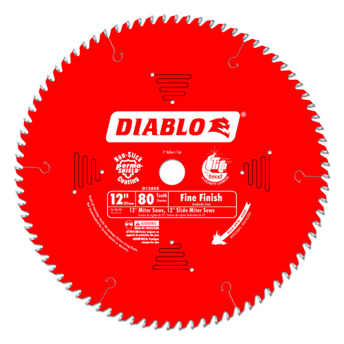 Diablo D1280X Finishing Saw Blade 12" D X 1" TiCo Hi-Density Carbide 80 teeth Perma-Shield