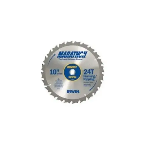 Table Saw Blade, 10 in Dia, 5/8 in Arbor, 24-Teeth, Carbide Cutting Edge Silver