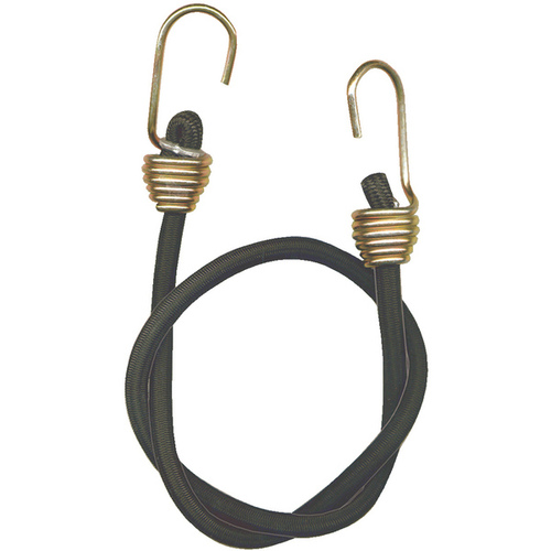 Bungee Cord, 13/32 in Dia, 24 in L, Rubber, Black, Hook End - pack of 10