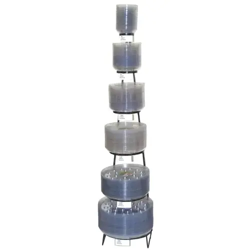 Curtis Wagner Plastics DS-6041 Clear Designer Heavy Plant Saucer 6-Tier Metal Floor Display