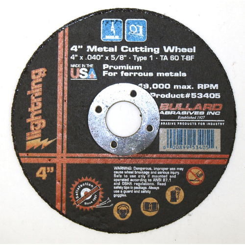 Bullard Abrasives Inc 25822599 Metal Cutoff Wheel - 4" X .040 - 5/8" Arbor