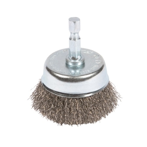 Wire Cup Brush, 2 in Dia, 0.012 in Dia Bristle, Steel Bristle