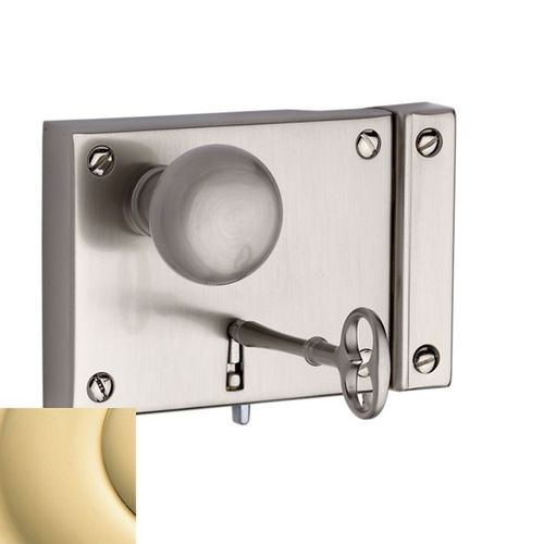 Right Hand Small Horizontal Entry Rim Lock Unlacquered Brass Finish