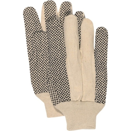 Boss 4011 Dotted Gloves, L, Continuous Thumb, PVC Coating, Black/White