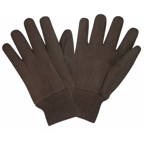 Dotted Brown Jersey Gloves - Men's Pair