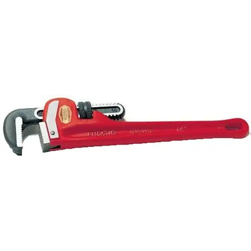 18 In. Cast Iron Heavy-Duty Pipe Wrench Red/Silver