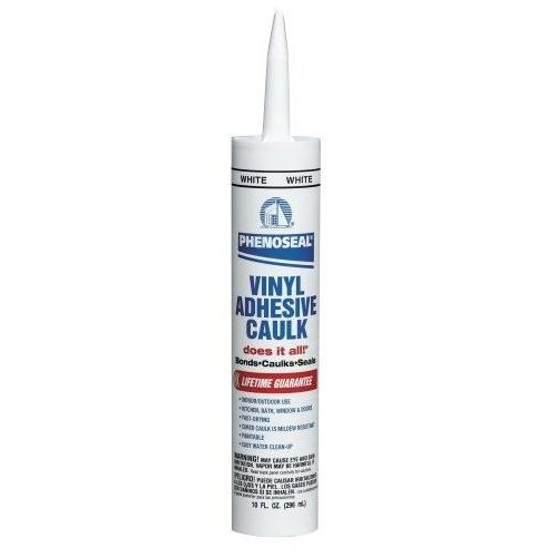 Adhesive Caulk White Vinyl Kitchen and Bath 10 oz White