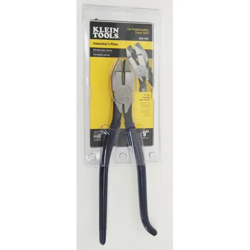 Klein Tools D201-7CST Ironworker's Side-Cutting Square Nose Pliers, 9.19 in OAL, High-Leverage, Heavy-Duty Knurled