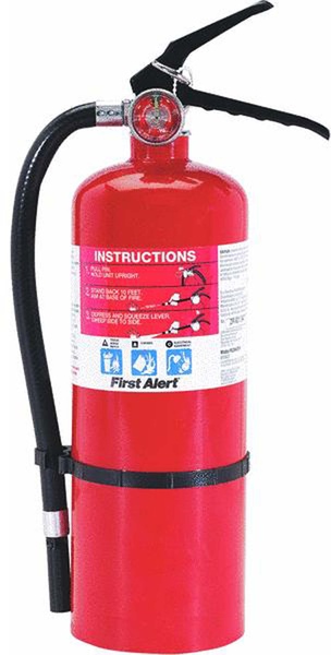 First Alert PRO5 Fire Extinguisher, 5 lb Capacity, Monoammonium Phosphate, 3-A:40-B:C Class, Wall Mounting Red