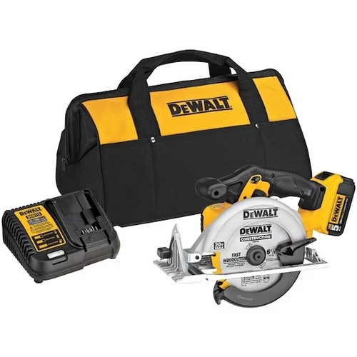 Circular Saw Kit, Battery Included, 20 V, 5 Ah, 6-1/2 in Dia Blade, 0 to 50 deg Bevel