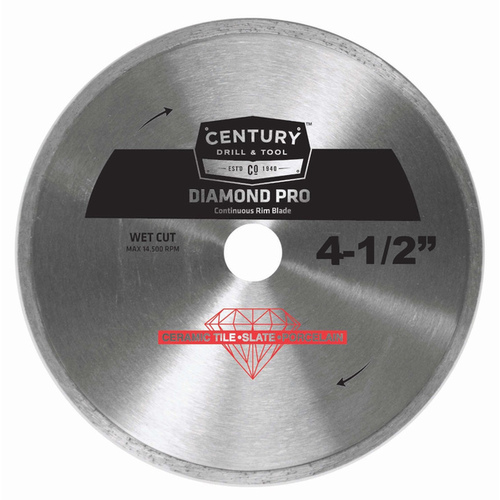 Century Drill & Tool 75457 Continuous Rim Diamond Saw Blade Diamond Pro 37347" D X 44385" S