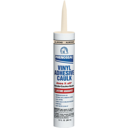 PHENOSEAL Vinyl Adhesive Caulk, Almond, 48 hr Curing, -20 to 180 deg F, 10 oz Cartridge