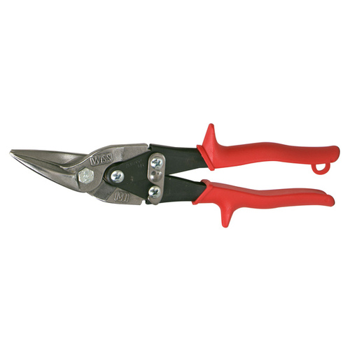 Aviation Snip, 9-3/4 in OAL, Left Cut, Molybdenum Steel Blade, Contour-Grip Handle, Red Handle