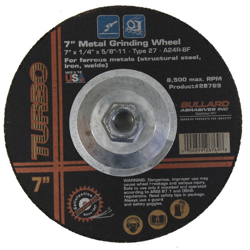 Bullard Abrasives Inc 28769 DEPRESSED CENTER GRINDING WHEEL - 7" X 1/4" X 5/8"